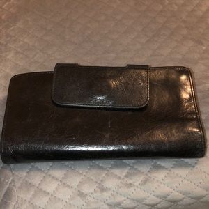 Black Leather Hobo Wallet